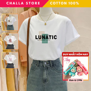 Áo phông nữ form vừa chất COTTON 100% mềm mịn, thoáng mát, màu TRẮNG, hình in đa dạng, nhiều kiểu