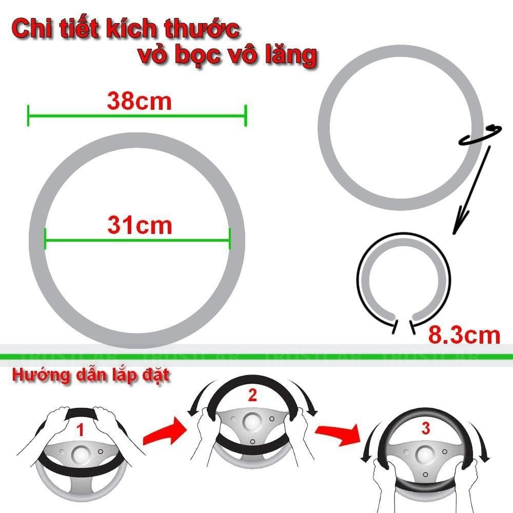 Bọc vô lăng ô tô chất liệu da PU mềm chống trơn trượt, bảo vệ vô lăng xe kích thước 38cm - B02