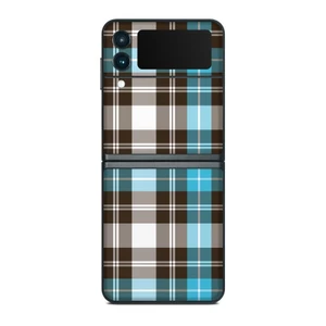 Skin dán điện thoại Samsung Z Flip mẫu Turquoise Plaid | in hình theo yêu cầu