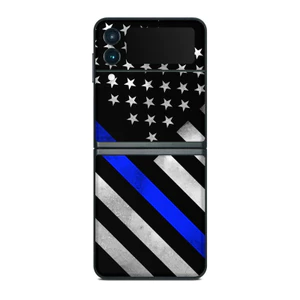 Skin dán điện thoại Samsung Z Flip mẫu Thin Blue Line Hero | in hình theo yêu cầu