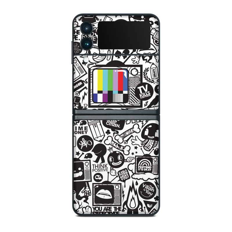 Skin dán điện thoại Samsung Z Flip mẫu TV Kills Everything | in hình theo yêu cầu