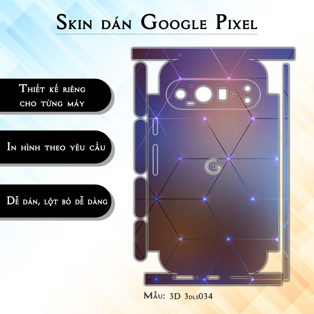 Miếng dán skin cho điện thoại Google Pixel 9 Pro 3D 3dls034  | in hình theo yêu cầu