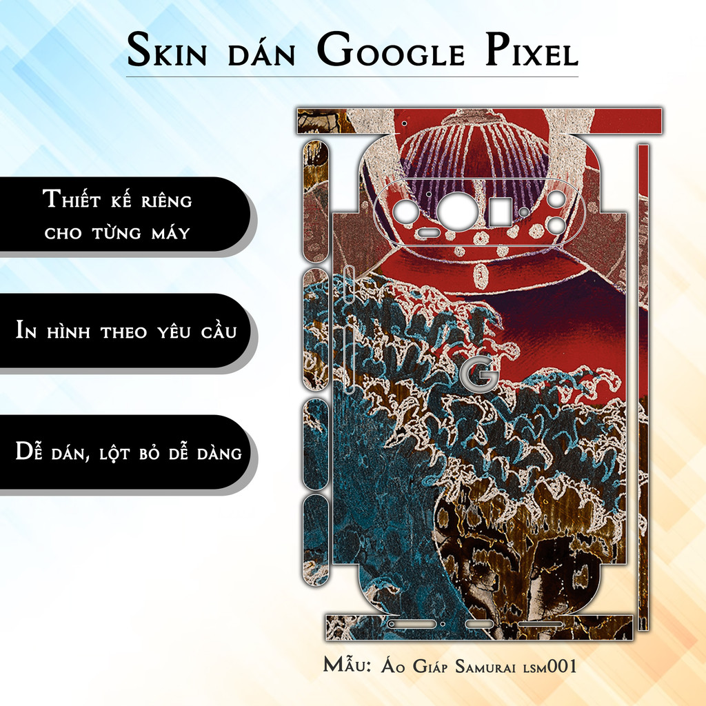 Miếng dán skin cho điện thoại Google Pixel 9 Pro Áo Giáp Samurai lsm001  | in hình theo yêu cầu