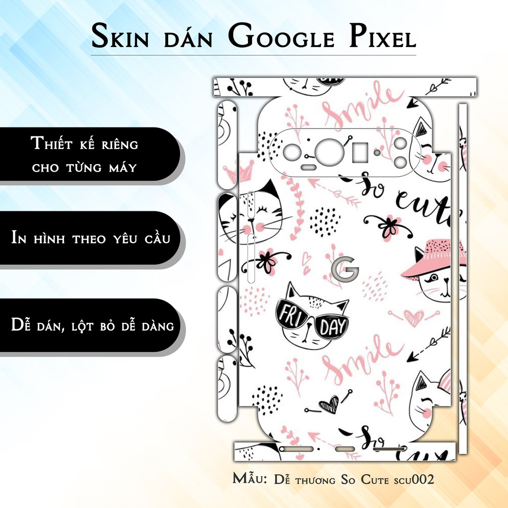 Miếng dán skin cho điện thoại Google Pixel 9 Pro Dễ thương So Cute scu002  | in hình theo yêu cầu