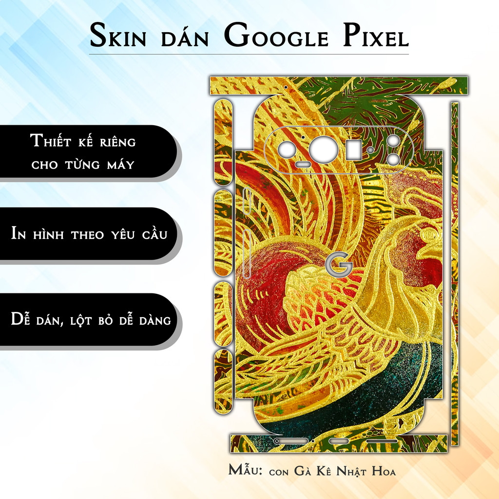 Miếng dán skin cho điện thoại Google Pixel 9 Pro con Gà Kê Nhật Hoa  | in hình theo yêu cầu