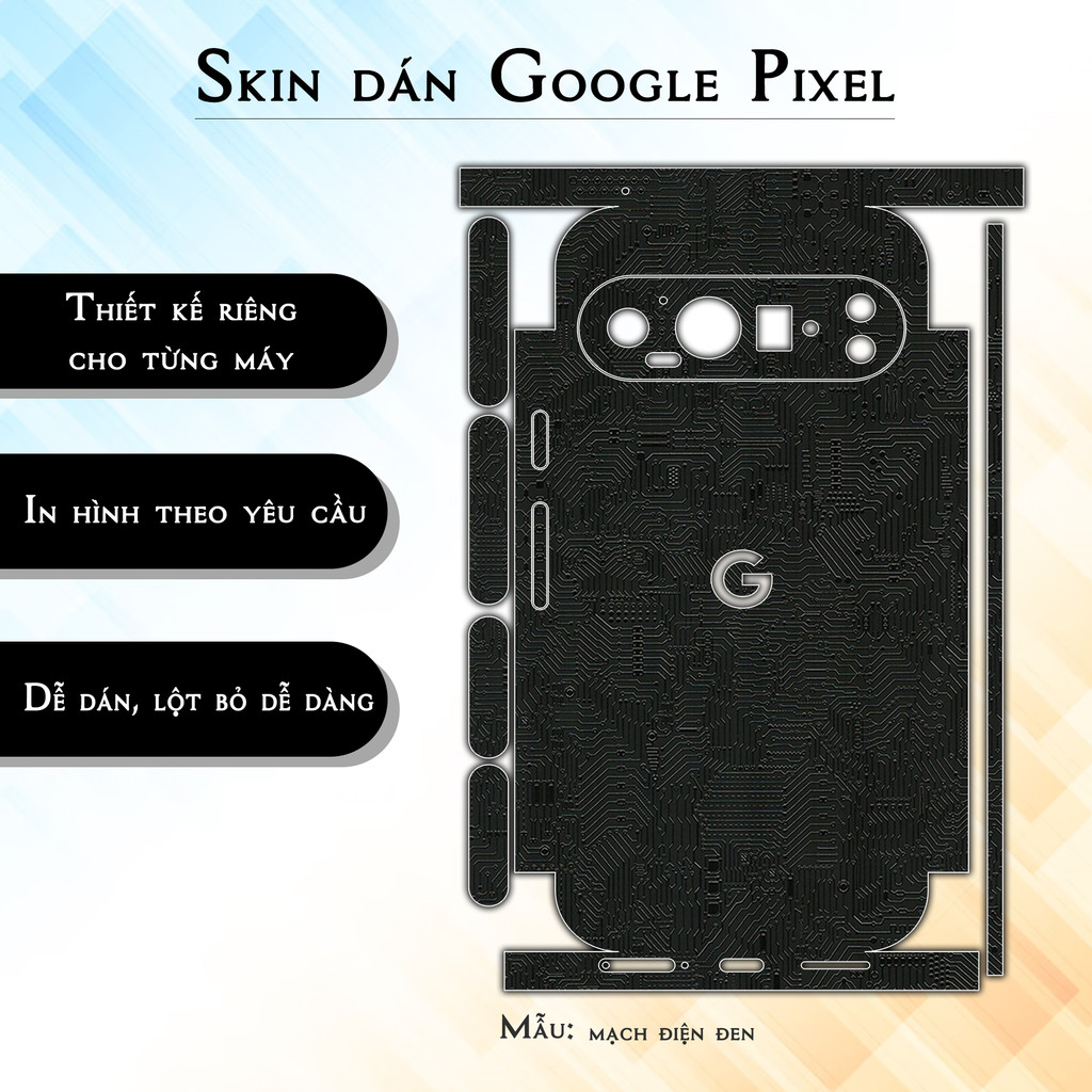 Miếng dán skin cho điện thoại Google Pixel 9 Pro mạch điện đen  | in hình theo yêu cầu