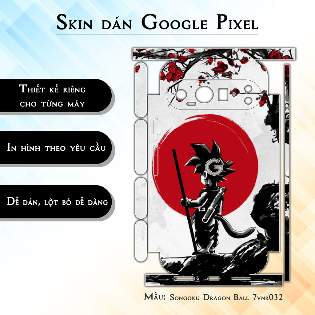 Miếng dán skin cho điện thoại Google Pixel 9 Pro Songoku Dragon Ball 7vnr032  | in hình theo yêu cầu