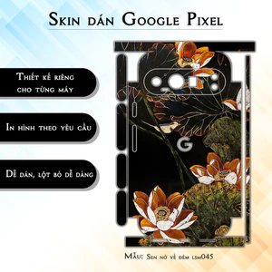 Miếng dán skin cho điện thoại Google Pixel 9 Pro Sen nở về đêm lsm045 | in hình theo yêu cầu