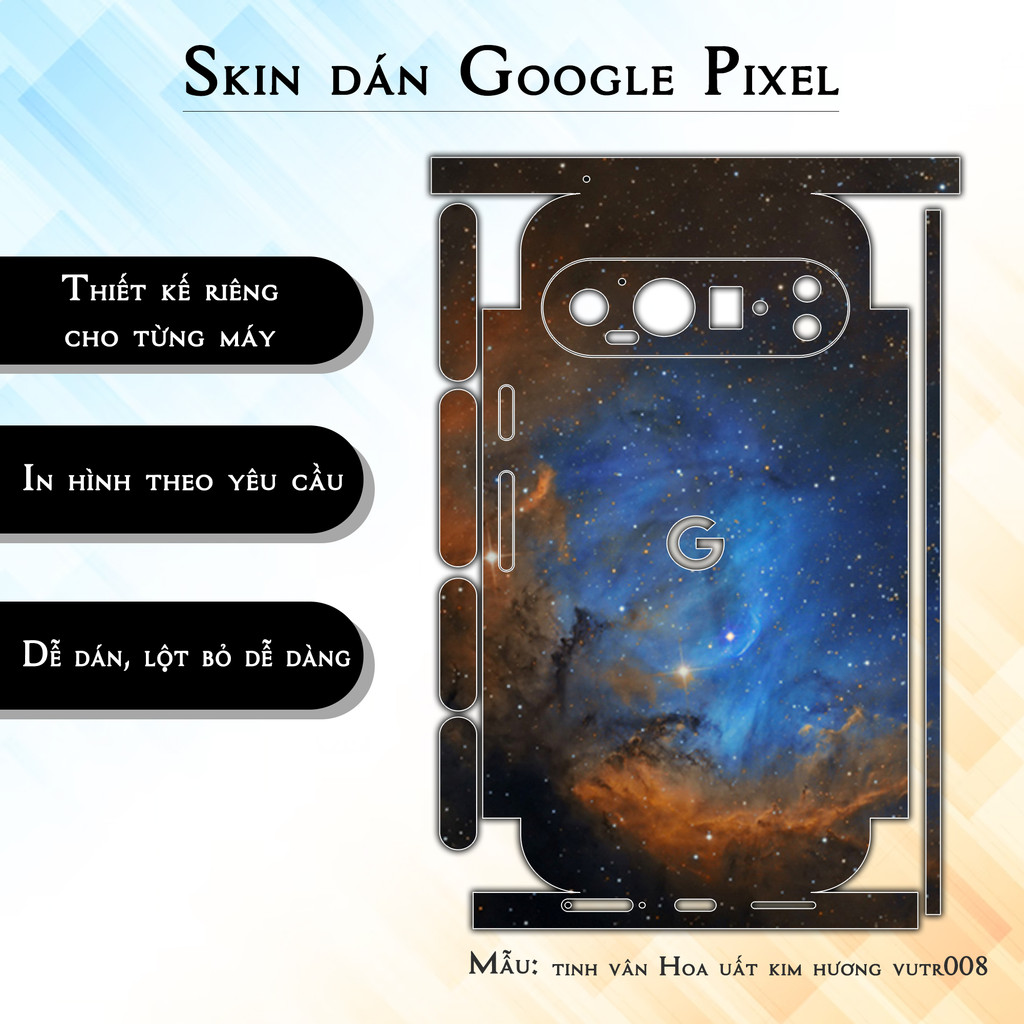 Miếng dán skin cho điện thoại Google Pixel 9 Pro tinh vân Hoa uất kim hương vutr008  | in hình theo yêu cầu