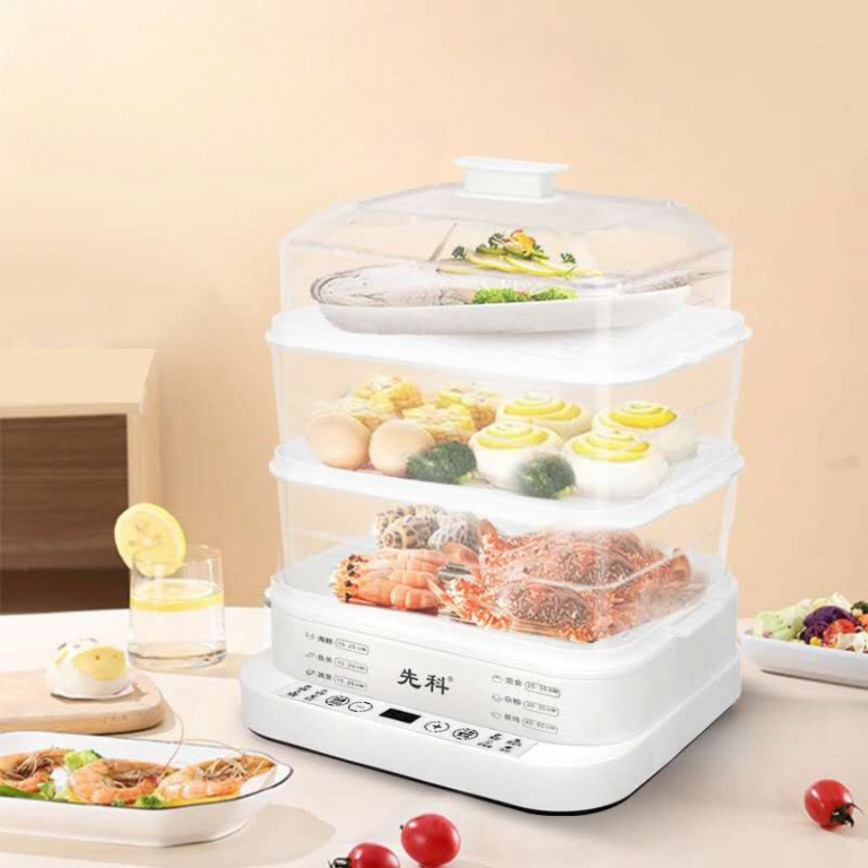 Nồi Hấp Điện Đa Năng  – 3 Tầng Inox, Công Suất Lớn, Hẹn Giờ, BH 12 Tháng (G23)