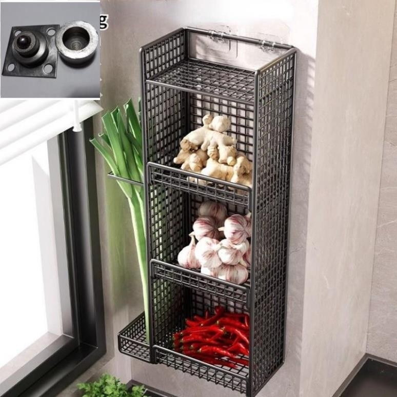 Kệ Dán Tường Đựng Hành Tỏi Gừng Nghệ Gia Vị Mỹ Phẩm Nhà Tắm Nhà Bếp Dạng Đứng Tiết Kiệm Không Gian