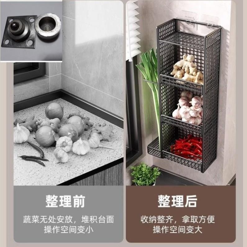 Kệ Dán Tường Đựng Hành Tỏi Gừng Nghệ Gia Vị Mỹ Phẩm Nhà Tắm Nhà Bếp Dạng Đứng Tiết Kiệm Không Gian