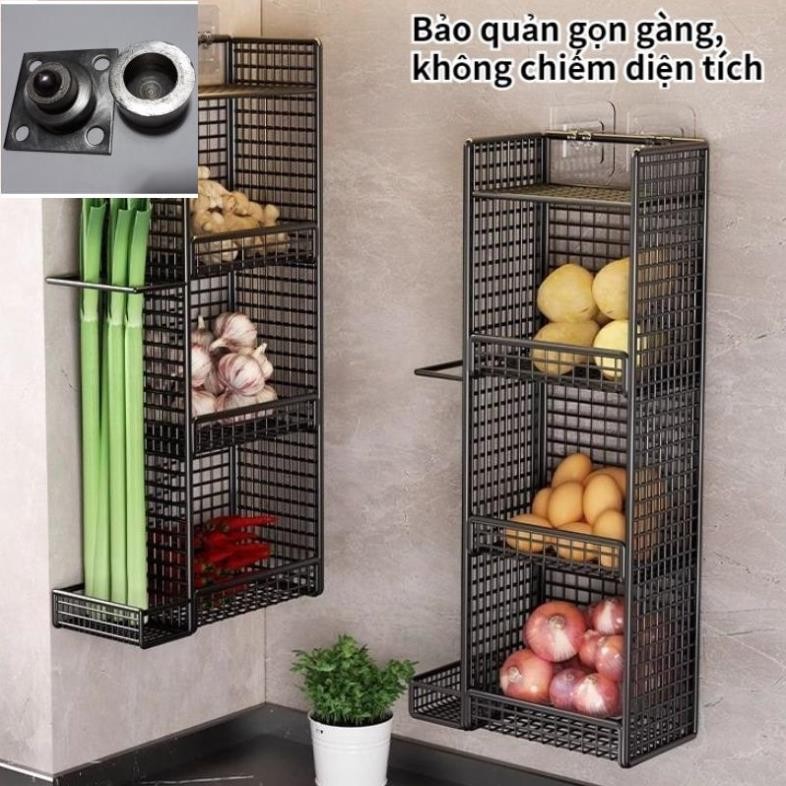 Kệ Dán Tường Đựng Hành Tỏi Gừng Nghệ Gia Vị Mỹ Phẩm Nhà Tắm Nhà Bếp Dạng Đứng Tiết Kiệm Không Gian