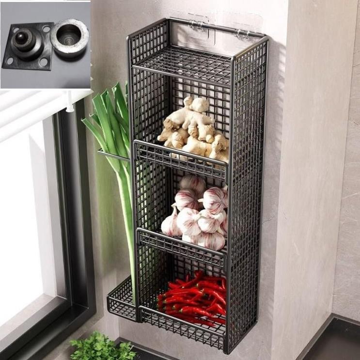 Kệ Dán Tường Đựng Hành Tỏi Gừng Nghệ Gia Vị Mỹ Phẩm Nhà Tắm Nhà Bếp Dạng Đứng Tiết Kiệm Không Gian