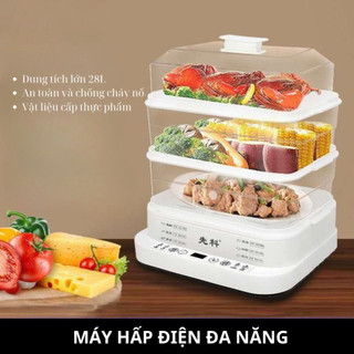 Nồi Hấp Điện Đa Chức Năng 3 Tầng Inox, Nồi Hấp 3 Tầng Công Suất Lớn, Có Hẹn Giờ, BH 12 Tháng G23