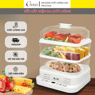 Nồi Hấp Điện Đa Chức Năng 3 Tầng Inox, Nồi Hấp 3 Tầng Công Suất Lớn, Có Hẹn Giờ, BH 12 Tháng G23