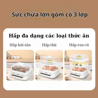Nồi Hấp Điện Đa Chức Năng 3 Tầng Inox, Nồi Hấp 3 Tầng Công Suất Lớn, Có Hẹn Giờ, BH 12 Tháng G23
