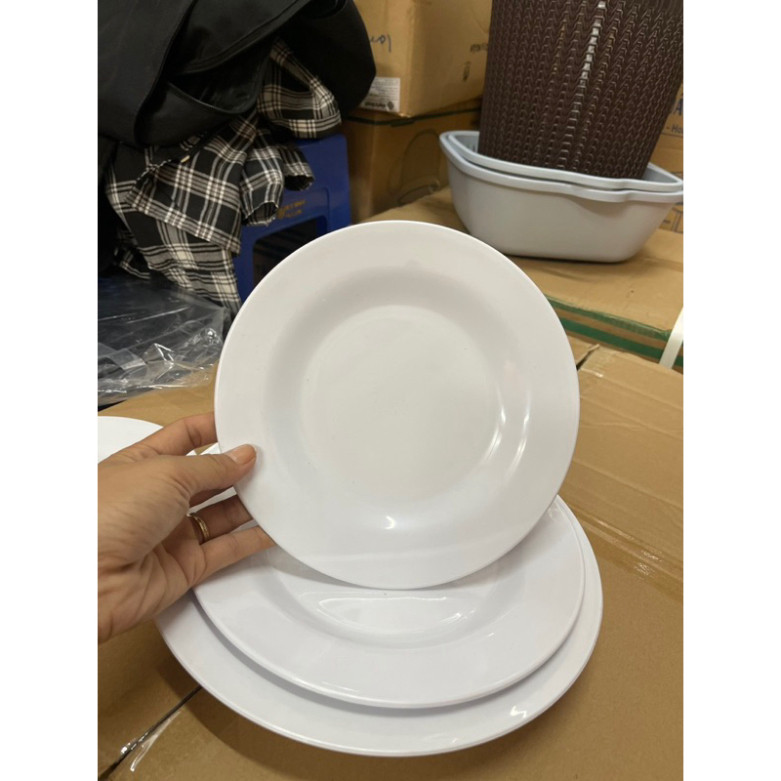 Hàng Chính Hãng Đĩa phíp tròn Việt Nhật nhiều cỡ (1208 - 3 màu) Đĩa nhựa đựng bánh kẹo, thức ăn dày dặn tiện dụng AMIZIN
