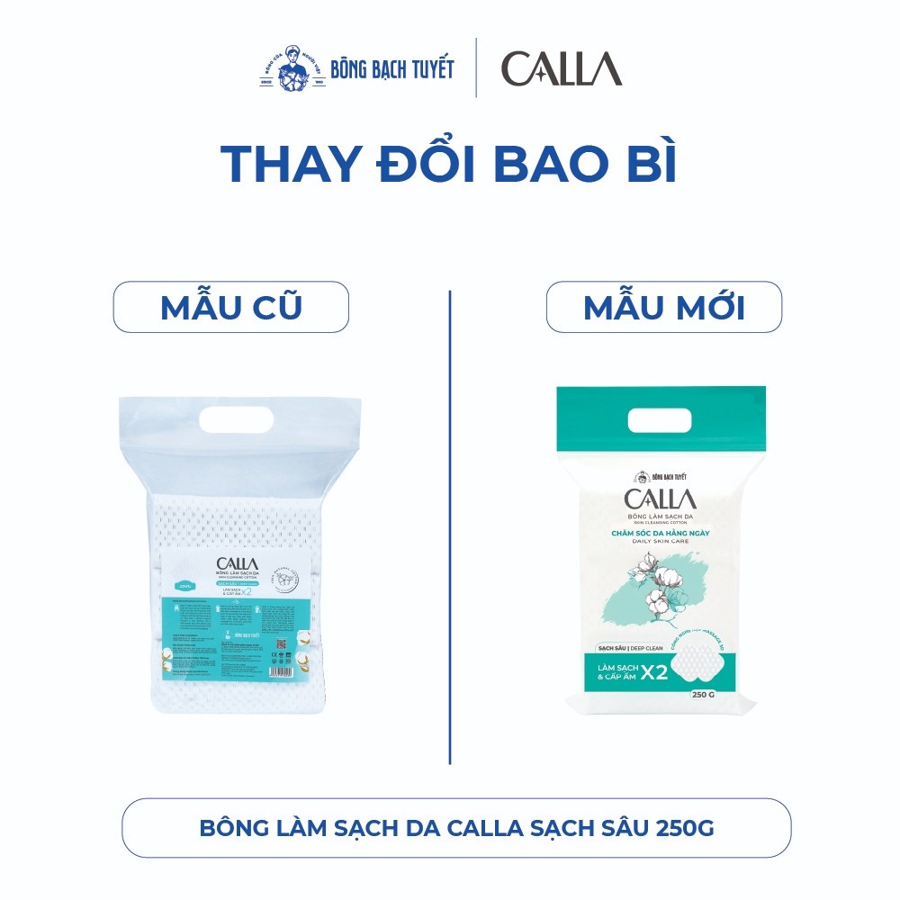 Bông tẩy trang làm sạch da Bông Bạch Tuyết Calla Sạch Sâu (250gr/túi)
