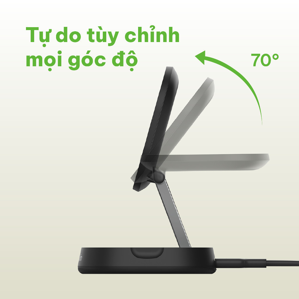 Ảnh Đế sạc không dây Belkin Qi2 BoostCharge Universal 15W, điều chỉnh linh hoạt đứng nằm, không kèm sạc 3