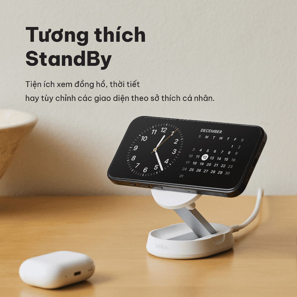Ảnh Đế sạc không dây Belkin Qi2 BoostCharge Universal 15W, điều chỉnh linh hoạt đứng nằm, không kèm sạc 2