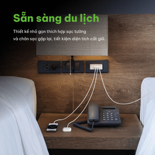 Adapter sạc nhanh Belkin 140W GaN BOOST CHARGE Rockstar màu trắng WCH014 - USB C x3, USB A x1