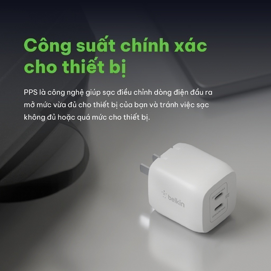 Ảnh Sạc BOOST↑CHARGE PRO GaN Belkin 45W - 2 cổng USB-C PD 3.0 PPS - Hàng chính hãng - WCH011dqWH 3
