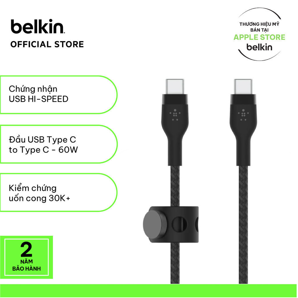 Ảnh Cáp sạc nhanh USB Type C - C BOOST↑CHARGE™ PRO Flex Belkin vỏ silicone bọc dù 60W 1M B7 (tương thích iPhone 15) 1