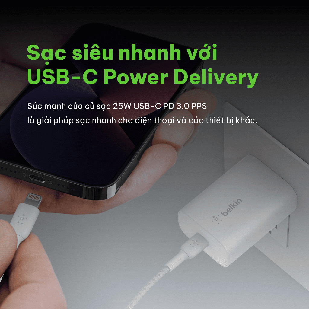 Ảnh Củ sạc nhanh Belkin BOOST↑CHARGE™ 25W, chuẩn USB-C PD PPS, sạc nhanh an toàn cho thiết bị 2