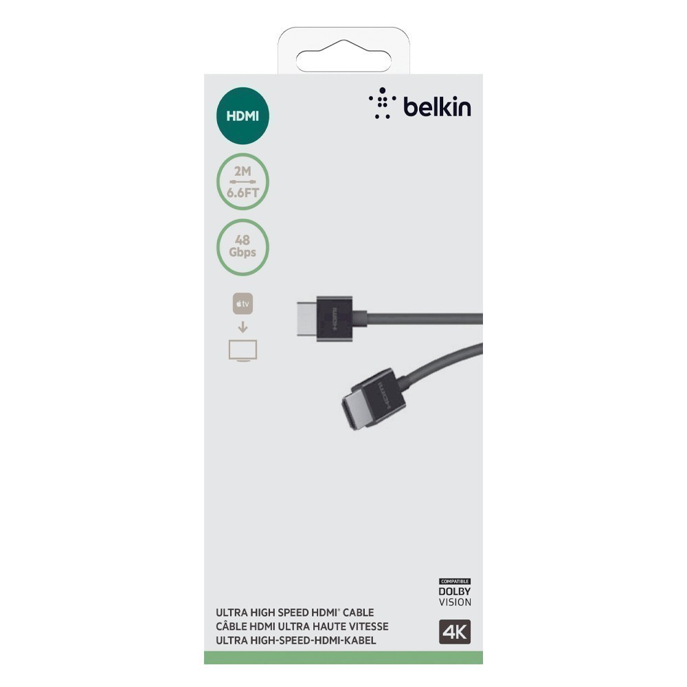 Ảnh Cáp HDMI 2.1 Belkin Ultra HD 8K tương thích với Dolby Vision™  dài 2 mét AV10175 4