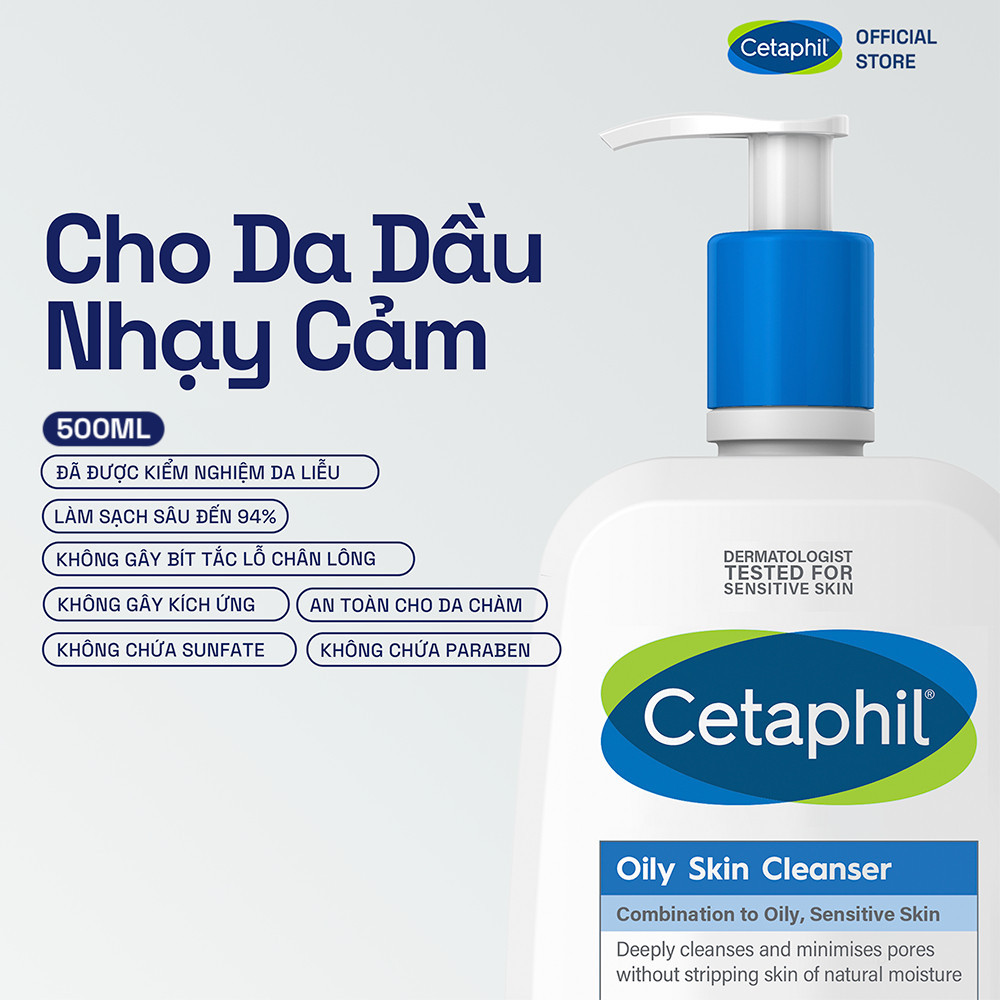 Ảnh [LIVE] Sữa rửa mặt dịu lành cho da dầu nhạy cảm CETAPHIL OILY SKIN CLEANSER 500ML 1