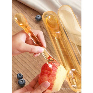 (Hỏa tốc)Thìa Nạo trái cây 2 Đầu 3  in 1,chất liệu PPSU an toàn cho bé ăn dặm - Tặng Hộp mã T25