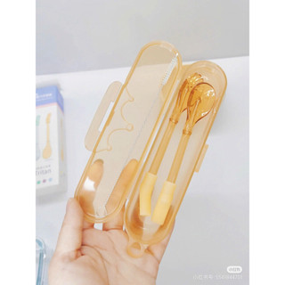 (Hỏa tốc)Thìa Nạo trái cây 2 Đầu 3  in 1,chất liệu PPSU an toàn cho bé ăn dặm - Tặng Hộp mã T25