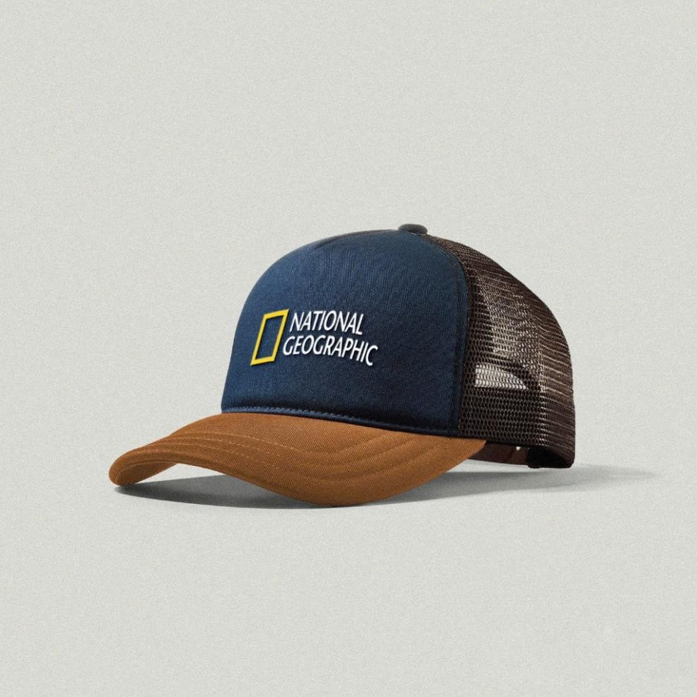 Nón kết, mũ lưỡi trai Trucker National Geographic vải kaki phối lưới form chẩn thời trang đường phố