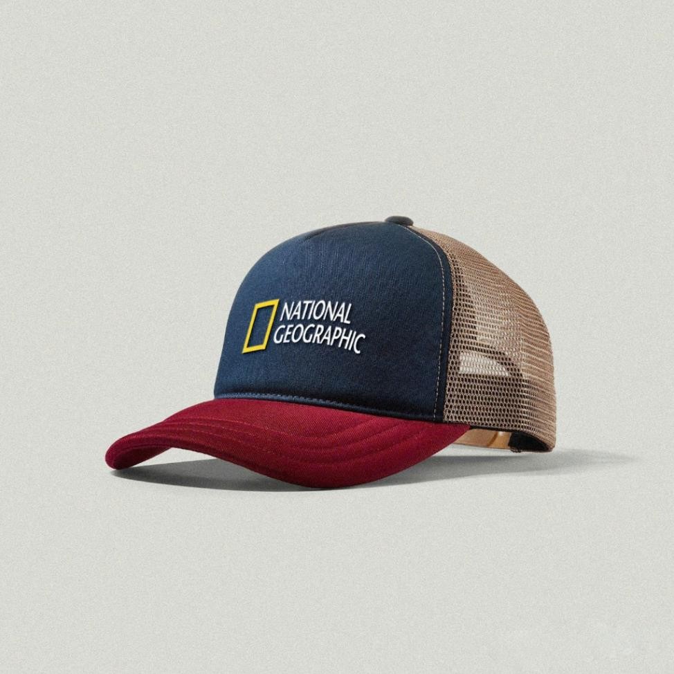 Nón kết, mũ lưỡi trai Trucker National Geographic vải kaki phối lưới form chẩn thời trang đường phố