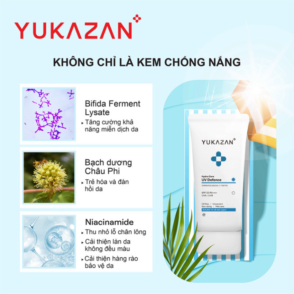 Ảnh Kem Chống Nắng Yukazan Hydra Care SPF 50 PA++++ Dành Cho Da Khô Và Da Nhạy Cảm 50ML - Chống UVA, UVB 1