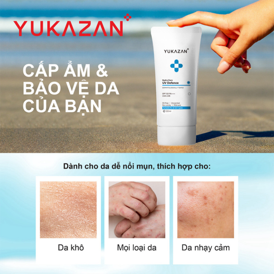 Ảnh Kem Chống Nắng Yukazan Hydra Care SPF 50 PA++++ Dành Cho Da Khô Và Da Nhạy Cảm 50ML - Chống UVA, UVB 2