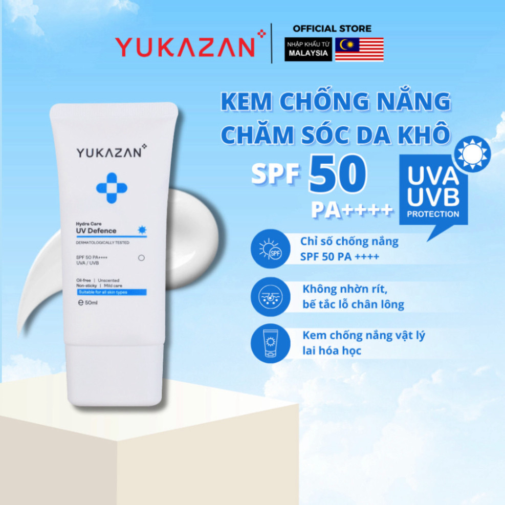 Ảnh Kem Chống Nắng Yukazan Hydra Care SPF 50 PA++++ Dành Cho Da Khô Và Da Nhạy Cảm 50ML - Chống UVA, UVB 4