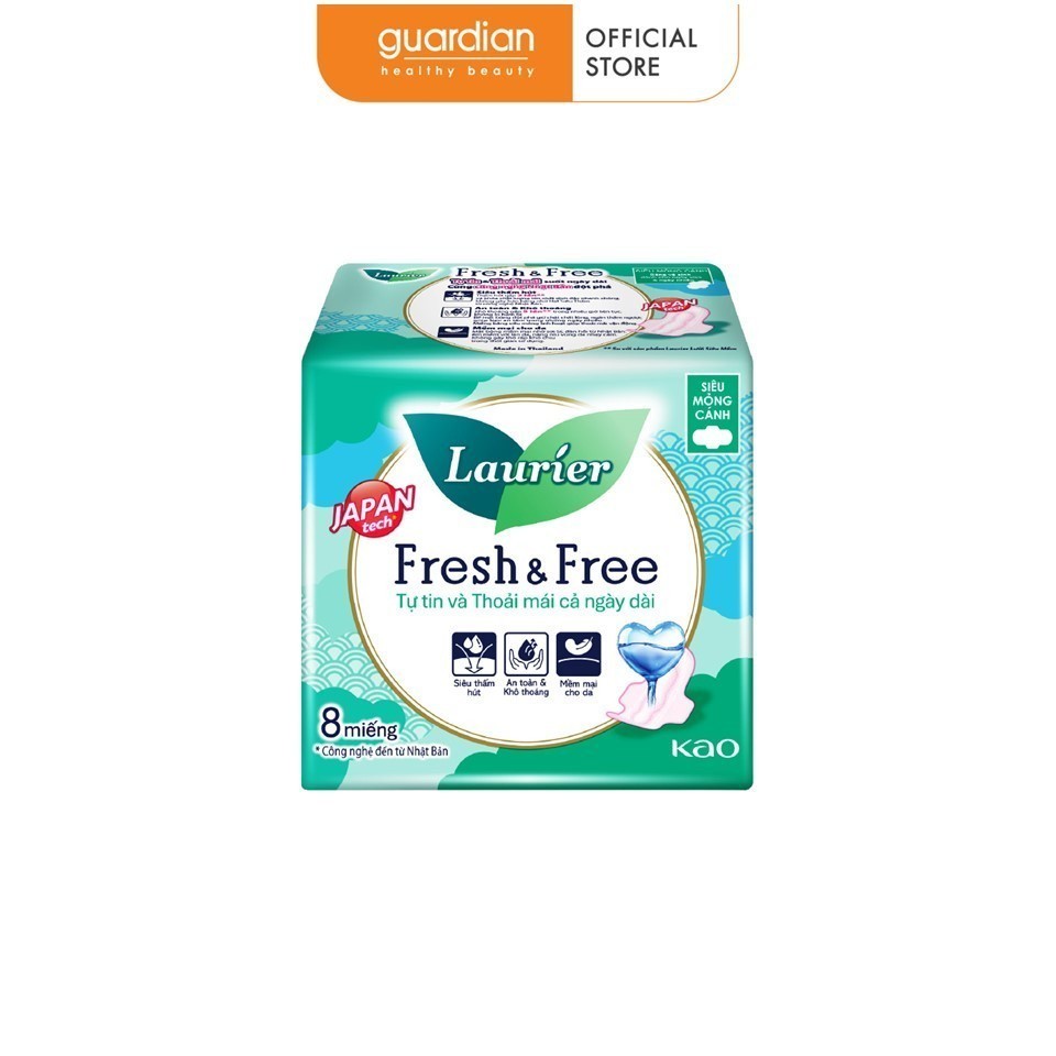 Băng Vệ Sinh Laurier Siêu Mỏng Cánh Fresh & Free 08 Miếng