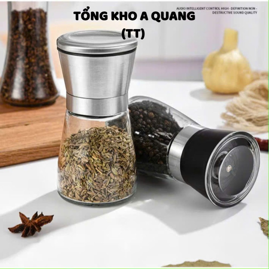 CỐI XAY TIÊU BỀN BỈ THIẾT KẾ SANG TRỌNG - Lọ Xay Gia Vị Chất Liệu Thủy Tinh,Dụng Cụ Xay Tiêu Cầm Tay An Toàn Tiện Lợi