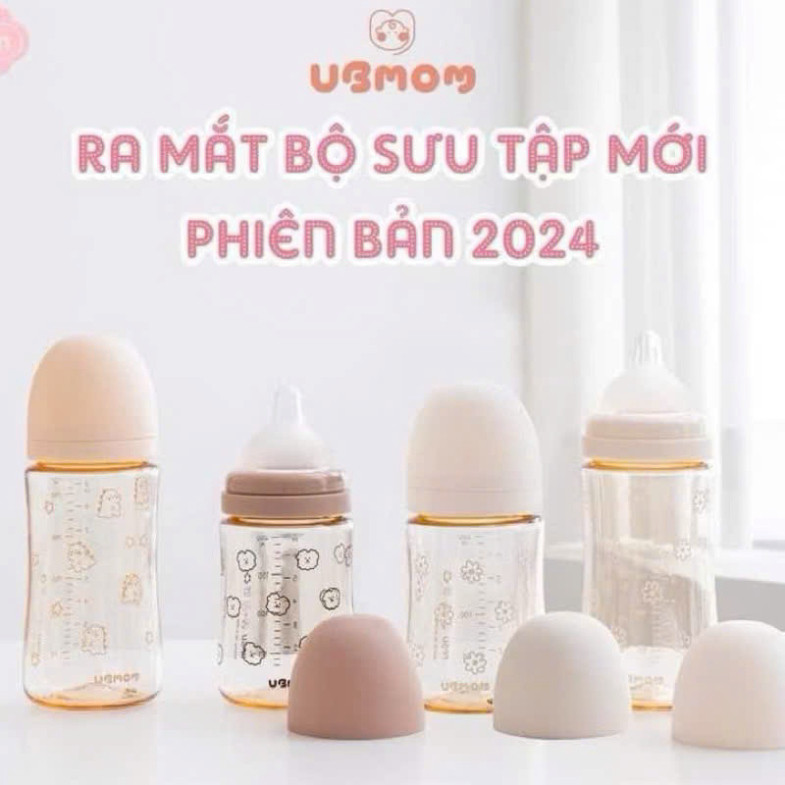 Bình Sữa Ubmom Hàn Quốc Họa Tiết PPSU (120ml/200ml/280ml) - Chọn Núm Phù Hợp