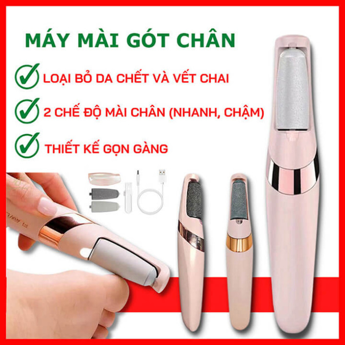 Máy chà gót chân tẩy tế bào chết tự động, máy mài gót chân tích điện cho tiệm nail spa, chăm sóc da tại nhà 2 đầu mài