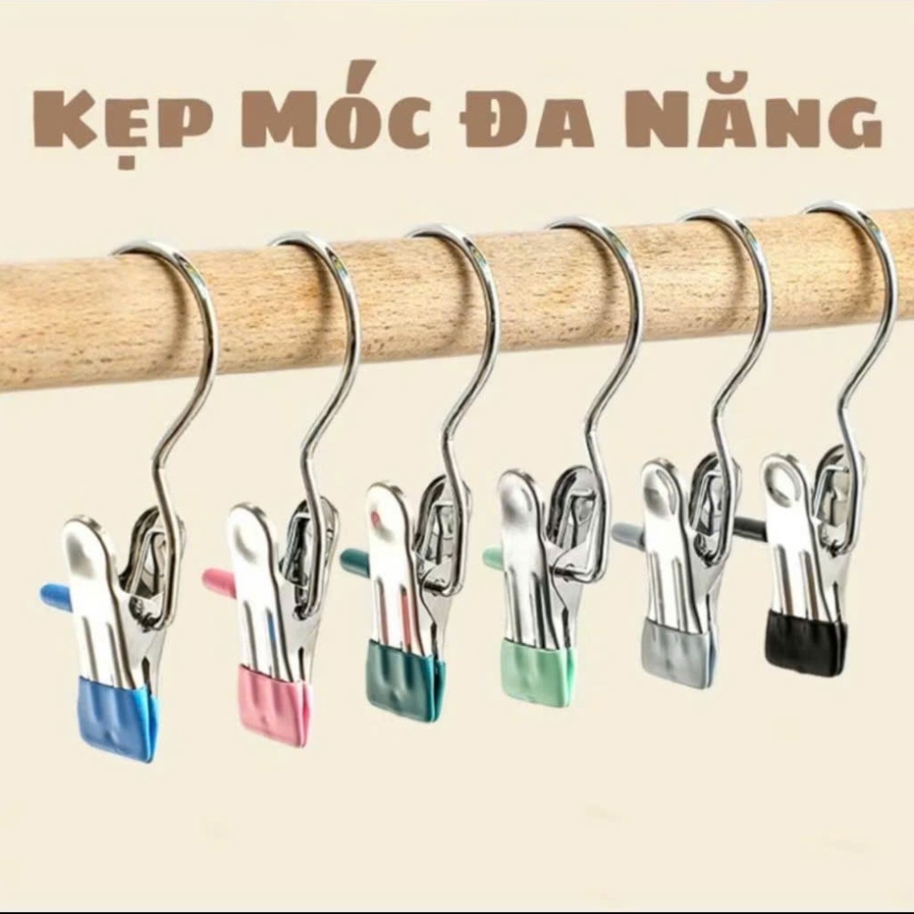 Móc Kẹp Inox Bọc Nhựa PVC – Set 10 Móc – Kẹp Siêu Chắc, Không Rách Đồ ...