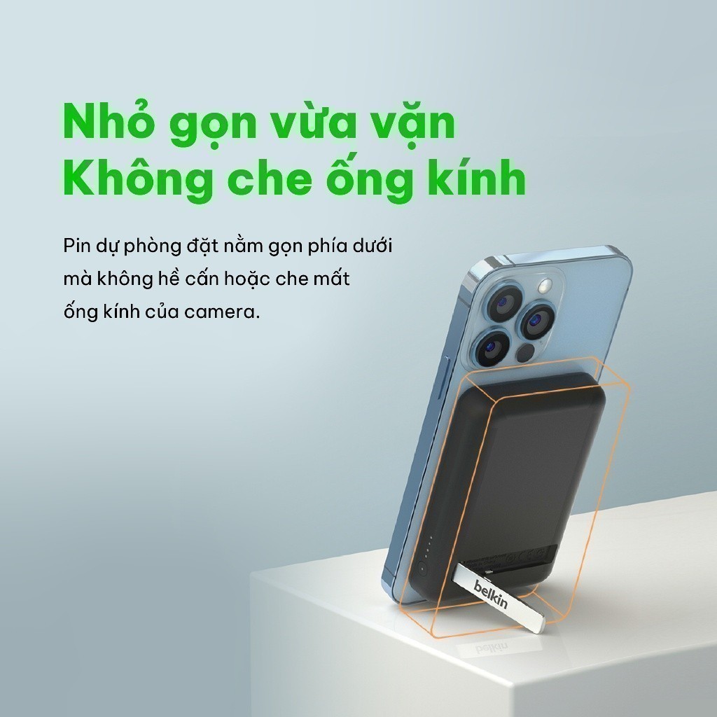 Ảnh Pin sạc dự phòng không dây Belkin BOOSTCHARGE Magnetic 7.5W 5.000mAh có chân chống, cáp đi kèm C-C 1m - BPD004bt 4