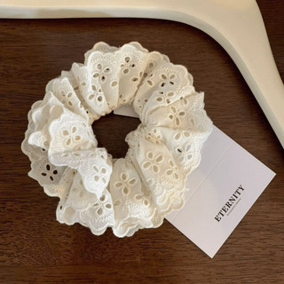Dây Buộc Tóc Scrunchies MORAL - Ren Cotton Trắng Ngọt Ngào, Phụ Kiện Tóc Phong Cách Hàn Quốc