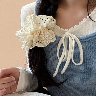 Dây Buộc Tóc Scrunchies MORAL - Ren Cotton Trắng Ngọt Ngào, Phụ Kiện Tóc Phong Cách Hàn Quốc