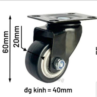 bánh xe viền đen 4cm, bánh vòng bi sắt, bánh xe đẩy hàng