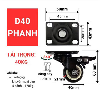 bánh xe viền đen 4cm, bánh vòng bi sắt, bánh xe đẩy hàng