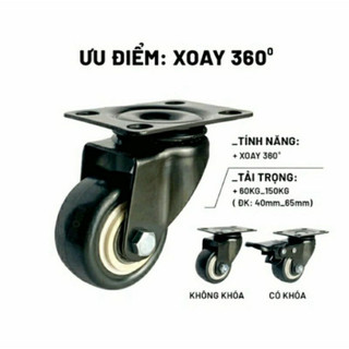 bánh xe loa kéo 25033 loại viền đen 4cm, bánh vòng bi sắt, bánh xe đẩy hàng