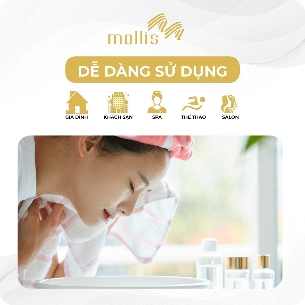 Ảnh Bộ 3 Khăn Mollis Cotton Gồm 1 Khăn Tắm B847 và 1 Khăn Mặt FC03 và 1 Khăn Tay HM58 Cao Cấp Mềm Mịn Thấm Hút PC45 3